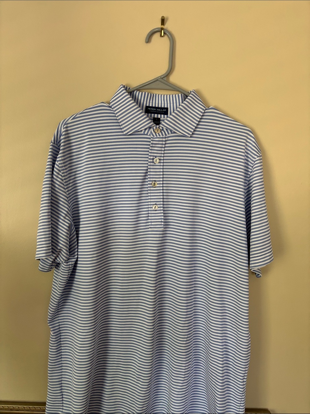 Peter Millar Crown Crafted Light Blue and White Striped Polo